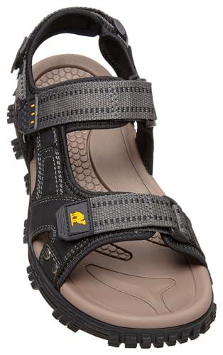 CAMEL CROWN Men's Water Sandals Waterproof Arch Support Hiking Sandals Comfort Leather Sandals Adjustable Athletic Outdoor Sandals for Summer Beach Trail Walking Black/Gray 12.5