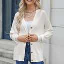 Arach&Cloz Womens Wool Blend Lightweight Spring Business Casual Cardigan Sweaters (White, XS)