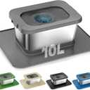 10L No Spill Dog Water Bowl, 2.6 Gal Stainless Steel No Splash Large Dog Water Bowl with Non-Slip Silicone Mat, Spill Proof Slow Drinking Pet Bowls for Messy Drinkers Indoor/Outdoor Use Gray (Grey)