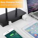 3-Way Dimmable Touch Control Table Lamp with 2 USB Ports and AC Power Outlet Modern Bedside Nightstand Lamp Fabric Shade and Metal Base for Guestroom Bedroom Living Room LED Bulb Included Warm White