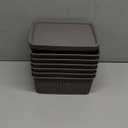 AREYZIN Plastic Storage Baskets Bins With Lid Organizing Container Lidded Knit Storage Organizer Bins for Shelves Drawers Desktop Closet Playroom Classroom Office, 6 Pack (Grey)