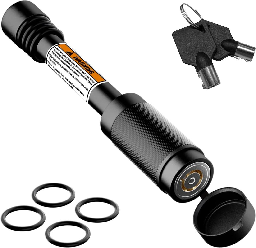 TIROL Trailer Hitch Pin with 5/8" Dia, Hitch Receiver Pin Lock for Class III IV 2" and 2-1/2" Receiver, Anti-Theft Trailer Receiver Lock for Trailer Truck Car Boat,3-1/2" Span,with 4 O-Rings