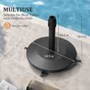 Patio Umbrella Base with 4 Wheels, 44lbs Round Heavy Duty Concrete Stand for Outdoor Market Umbrella, Black