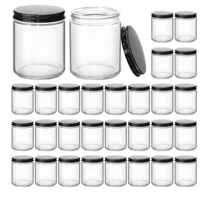 EYWING 30Pack 8oz Candle Jars with Lids, Clear Glass Jars with Black Metal Lids, Empty Jar for Candle Making, Powders, Cream, Clear 