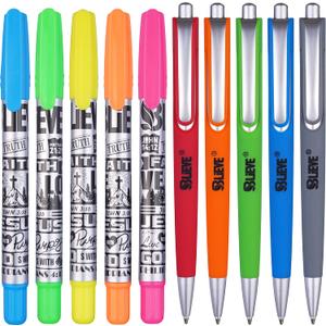 BLIEVE - Aesthetic Highlighters and Gel Pens With Soft Ink and Chisel Tip, Bible Highlighters and Pens No Bleed, Dry Fast Easy to Hold, for Bible Journaling Planner School Supplies (COLORFUL) (Vibrant 10pcs)