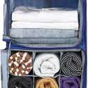 Surblue Hanging Shelves Travel Storage Bag Compression Packing Cube for Suitcase Portable Closet Organizer Collapsible with Extension Layer Large Capacity,Blue,XXL