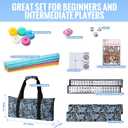 American Mahjong Tile Set - 166 Quality White Tiles & 4 All-in-One Mahjong Racks with Pushers, Travel Vita Mahjong Game Set Complete with Carrying Bag for Beginners & Experts