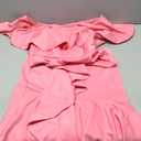 GOBLES Women's Elegant Off The Sholder Back Zipper Ruffles Bodycon Midi Cocktail Dress Carmine Rose, Size Medium