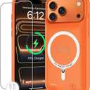 Battery Case for iPhone 17 Pro Max, 12000mAh Protective Charging Case with Wireless Charging Compatible with iPhone 17 Pro Max (6.9 inch) Rechargeable Battery Pack Charger Cover with Carplay (Orange)