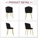 VECELO Velvet Dining Chairs Set of 2, Modern Upholstered Kitchen Chairs with Thick Cushions, Curved Padded Backrest and Metal Legs, for Kitchen, Dining Room, Living Room, Black