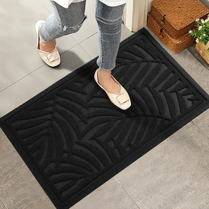 Front Door Mat, Absorbent Resist Dirt Welcome Door Mat Indoor Outdoor, Waterproof Doormat, Sturdy Non Slip Backing, Fade Resistant, Low Profile Entry Mat for Entryway, 29×17, Black