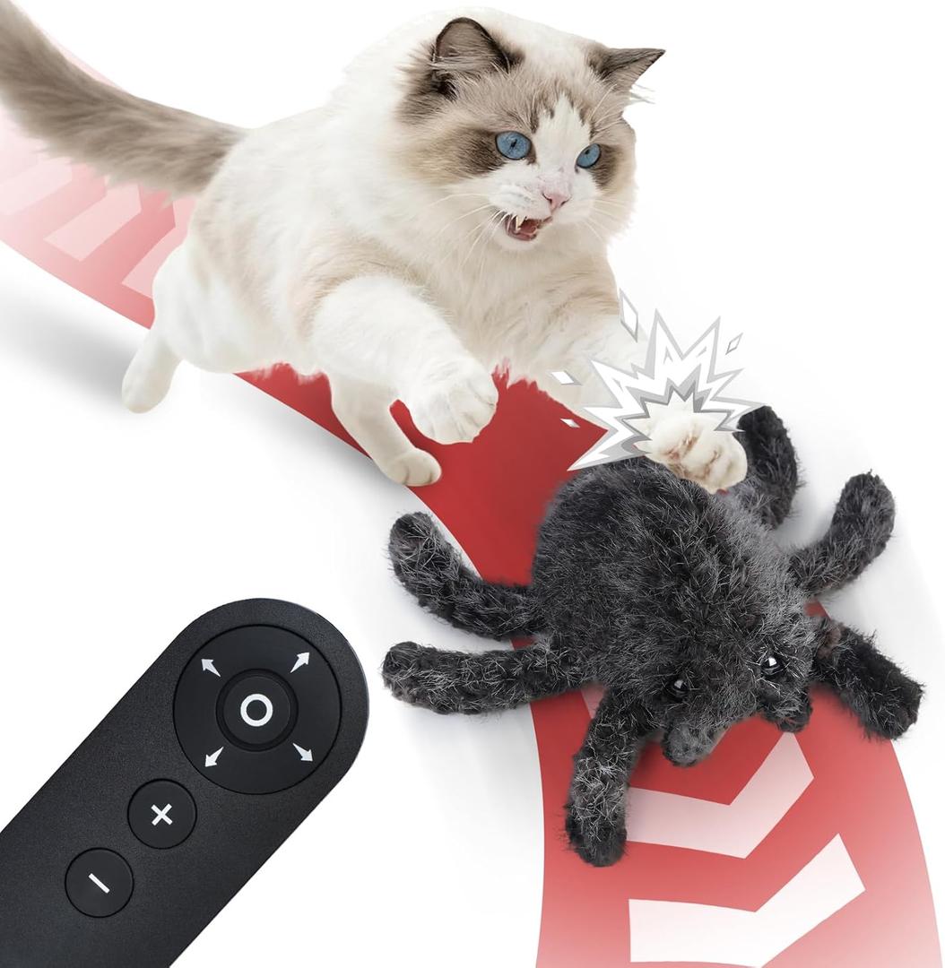 Pawingcat Cat Toys Interactive Remote Control Cat Toy Horror Spider Moving Cat Toy 2 Modes Interactive Cat Toys for Indoor Cats with 3 Speeds
