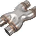 T409 Stainless Steel X Pipe 2.5'' Inch ID Dual to 2.5'' Inch ID Dual Stamped Exhaust Adapter Connector, Crossover X-Pipe,Overall Length: Approx. 12", Universal