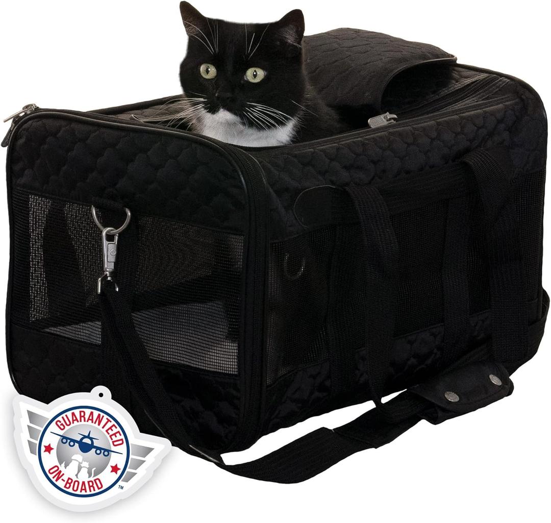 Sherpa Original Deluxe Travel Pet Carrier, Airline Approved - Black Lattice, Large (19.0"L x 11.8"W x 11.5"H)