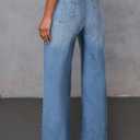 Sidefeel Women's Wide Leg Jeans High Waisted Stretchy Baggy Front Seam Denim Pants, Size 6
