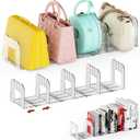 Clear Purse Organizer for Closet, Adjustable Purse Storage Handbag Storage Shelf Dividers, 2 Set Plastic Clutch Dividers for Closet Organizers Perfect for Purse Handbag Books