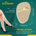 ZUCNANA Metatarsal Pads Ball of Foot Cushions (6 Pairs), Non Slip High Heel Cushion Inserts Women, One Size Fits All Shoe Inserts for Women and Men, Reusable Foot Pads All Day Pain Relief and Comfort