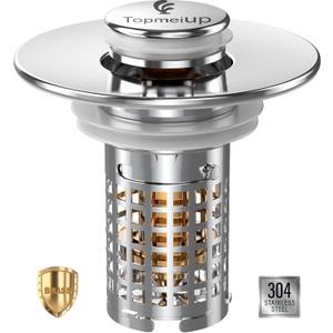 Sink Stopper Hair Catcher, Pop-up Sink Drain Strainer with Removable Stainless Steel Strainer Basket Hair Catcher, Bathroom Sink Strainer for Bathroom Sink Stopper (1PCS)