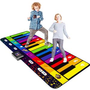 SUNLIN 6 ft. Floor Piano Mat for Kids & Toddlers, Giant Piano Mat, 24 Keys, 10 Built in Songs, 8 Instrument Sounds, Record & Playback, Song Booklet, Musical Toy Gift for Boys & Girls Age 3 4 5 6 7 8 9
