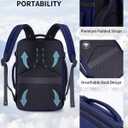 ECOHUB 17" Small Travel Backpack, United Airlines Personal Item Bag 17x10x9 with 16 Pockets, Water Resistant Rucksacks Fit 15.6" Laptop, AirTag Pocket, Lightweight Casual Daypack, 25L, Blue