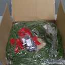 Christmas Wreath with Lights,26" Real Touch Pine Wreath with Bow and Bell, Artificial Christmas Wreaths for Front Door,Outdoor Winter Wreath for Indoor,Wall,Window Festival Decor