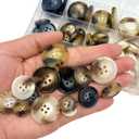110-Piece Resin Sewing Buttons Set, 4-Hole Round Buttons, 15mm/20mm/25mm, 5 Colors for Blazers and Coats Brown/Black