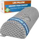 5 STARS UNITED Knee Pillow for Back Sleeping  Memory Foam Cushion for Sciatica Pain Relief  Under Leg Support for Sleeping on Back  Half Moon Bolster for Bed, Gray (Standard, Grey)