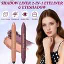 5 x Shadow Liner 2in 1 Eyeliner Eyeshadow,Shadow Liner Duo Plum,2-in-1 Eye Makeup Eyeliner +Eyeshadow,Waterproof,Smooth,Easy to Color(Champagne+Purple)