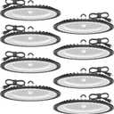 UFO LED High Bay Light 150W 22500LM 5000K, 600W HID/HPS Replacement, Cable with Plug, Ultrathin Led High Bay Shop Lights for Warehouse Garage Gym, Workshop 8Pack