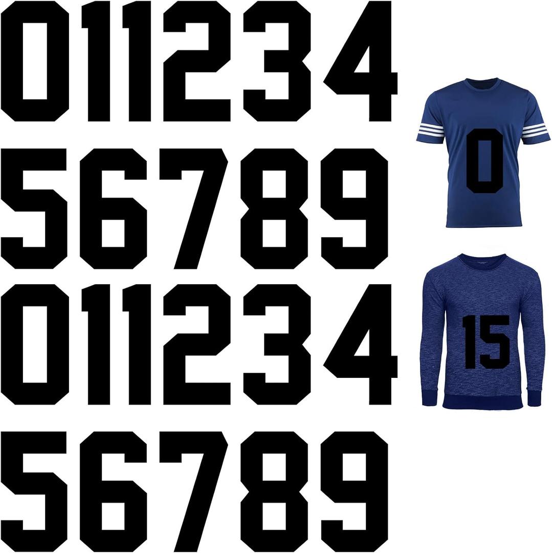 Zonon 22 Pieces Iron on Numbers T Shirt Heat Transfer 0 to 9 Jersey Numbers for Team Uniform Sports(Black,8 Inch)