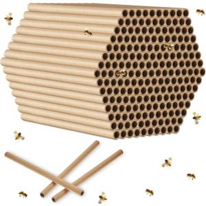 Gueevin 400 Pcs Mason Beehive Tubes 6 Inch Long x 5/16" Diameter Cardboard Beehive Nesting Tubes Nesting Paper Inserts for Outdoor Beekeeper's Garden House Hotel Condo Nest
