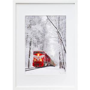 Egofine A2 Picture Frame Matted for A3 - Made of Solid Wood with Plexiglass Front for Wall Mounting Hanging Vertically or Horizontally, White - 16.5 x 23.4 in