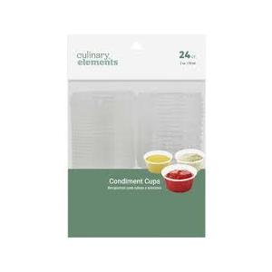 Culinary Elements Clear Plastic Condiment Cups with Lids Count of 24