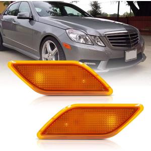 NJSBYL Amber Yellow Lens Front Bumper Side Marker Lights Lamp Housing for 2010-2013 Mercedes-Benz W212 E-Class Pre-LCI E350 E550 E63 AMG Sedan/Wagon Driver Fender Sidemarker OEM Lamps Replacements