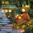 TEDOF Solar Highland Cow Statue with Flower Decor, Funny Outdoor Garden Ornament for Yard Patio Lawn, Birthday Gift for Women Mom