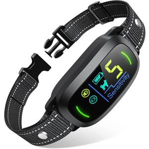 Dog Bark Collar for Large Medium Small Dogs, Rechargeable Smart Bark Collar, Anti Barking Training Collar with 5 Adjustable Sensitivity Beep Vibration (Black)