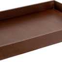 Beautiful Modern Elegant 17.5"x12" Rectangle Classic Brown Faux Leather Decorative Tray Ottoman Coffee Table Perfume Living Room Kitchen Serving Tray with Handles for All Occasion's