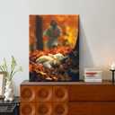 3 x OTOSTAR Jesus and Lamb Canvas Wall Art Jesus Runs for the Lost Sheep In Autumn Forest Picture Wall Art Canvas Print Christian for Living Room Bedroom Church Home Decor - 12 x 16 Inch