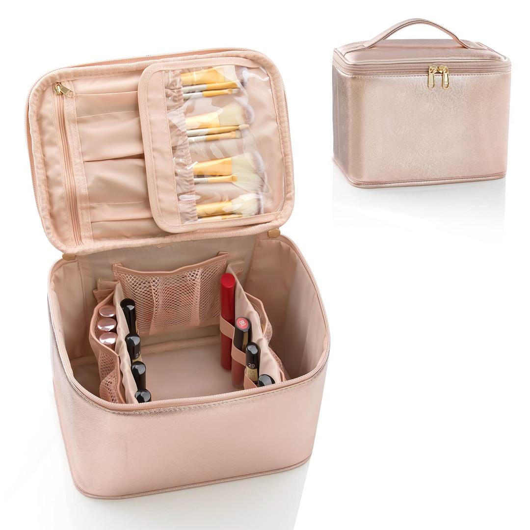 OCHEAL Makeup Bag, Large Travel Makeup Bag Cosmetic Bags for Women Traveling Washable Make Up Bag Organizer Case -Large Rose Gold (0031_Large Rose Gold)