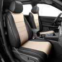AOMSAZTO Custom Fit Seat Covers for Honda CRV 2023 2024 2025 2026 EX-L/EX/EX/LX/Sport/Touring/Hybrid/Trailsport Full Set Faux Leather Waterproof Car Seat Cushion (Black/Beige)
