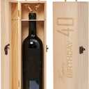 MEANT2TOBE Wooden 40th Birthday Wine Box - Timeless Elegance, Elite Durable Wood Craftsmanship, Chic Presentation for Wine Bottles, Versatile Gift for Special Occasions - 4.3" x 13.7" x 4.3", Brown