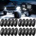 White LED Rock Lights 20PCS for Trucks Off Road ATV UTV SUV RZR LED Under Glow White Light Trail Rig Lights Pure White High Power Under Body Light Waterproof Shockproof