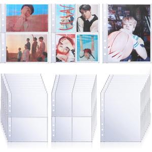 30 Sheets Clear Binder Sleeves Pocket Sheets Protectors Double Sided Plastic Sleeves for Binder Refill, Photo Card Sticker Organizer Pocket Pages Binder Inserts for 6 Ring A5 Binder (1, 2, 4-Pocket)