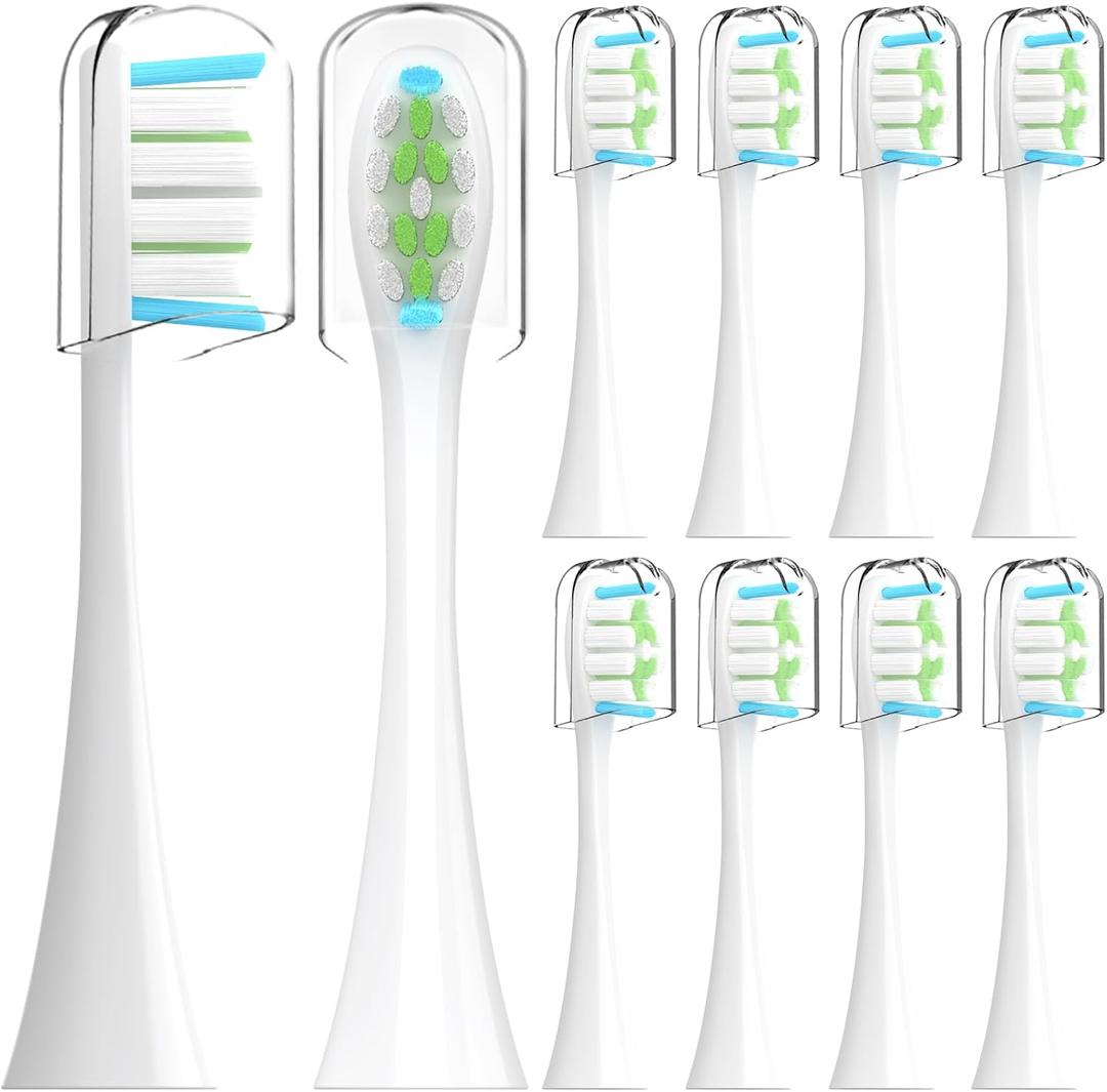 10 Pack Compatible with Oclean Electric Toothbrush Replacement Brush Heads,for Oclean Electric Toothbrush,with dust Cover (White, Medium)