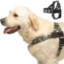DF Co. Dog Harness | Chafe Resistant Webbing, Adjustable Neck & Chest, and Heavy Duty D-Ring | Sturdy, Comfortable, Easy to Use | Green Camo, Size S