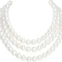 BABEYOND Round Imitation Pearl Necklace Vintage Multi Strands Necklace 20s Flapper Necklace for Party