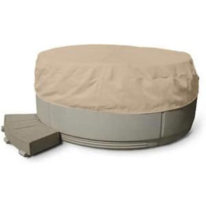 Covermates Classic Round Hot Tub Cover - All-Weather Water-Resistant Spa Protector - Durable 12-Gauge Vinyl Heavy-Duty Outdoor Shield with Elastic Hem, 80DIAMETER x 14H, Classic Tan