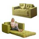 YOSHOOT Loveseat Sleeper Sofa, 55" Convertible Sofa Bed Couch Futon Couches for Living Room, 3-in-1 Pull Out Floor Couch with Reclining Backrest and Pillows