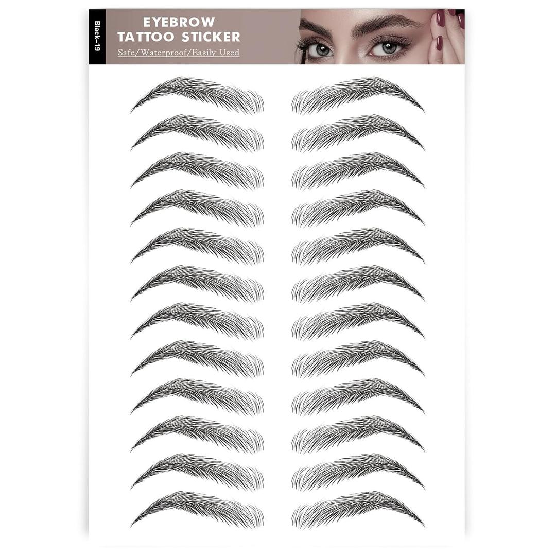 20 Sheets 240 Pairs Eyebrow Tattoo Sticker Waterproof 4D Hair-Like Natural Fake Tattoo Eyebrows Transfers Stickers Peel Off Brows Grooming Shaping Sticker in Natural LA Style,Black