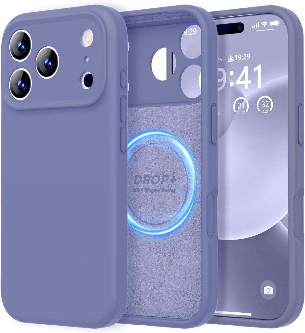 LOVE 3000 Designed for iPhone 17 Pro Max Case, Premium Silicone [Compatible with Magsafe][Soft Anti-Scratch Microfiber Lining] Shockproof Protective Phone Case for Men Women 6.9", Lavender Grey